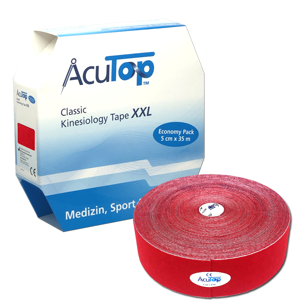 Acutop Classic Jumbo - 5cm x 35m - Rood - Kinesiotape - Intertaping.nl